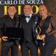Gil Santos, CEO e idealizador da premiação, ladeado por Jean Carlo de Souza e Rogéria Seta Souza