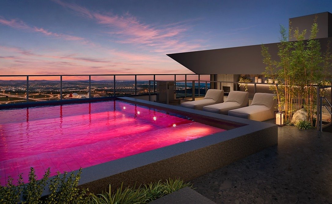 Perspectiva da Pink Pool no Ryokan Flamboyant (Créditos - Divulgação Sousa Andrade Construtora)